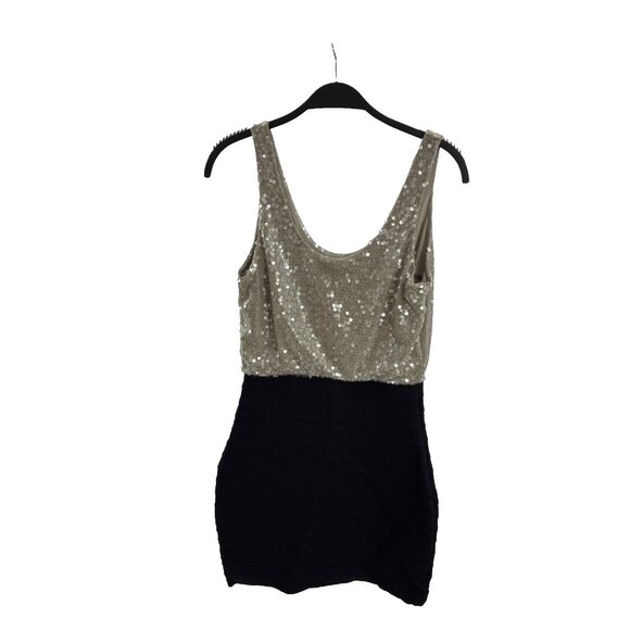 Express Womens Size S Sequin Top Ruched Mini Dress Black Gray Party Cocktail - Picture 3 of 5